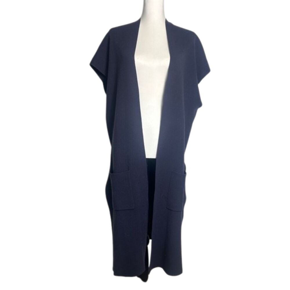 Michael Kors Cashmere Cardigan Sweater Vest Womens Medium Boho Lagen Luxury Navy
